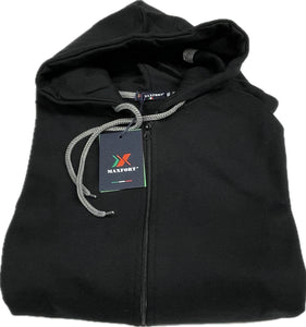 Felpa Maxfort nera full zip con cappuccio invernale