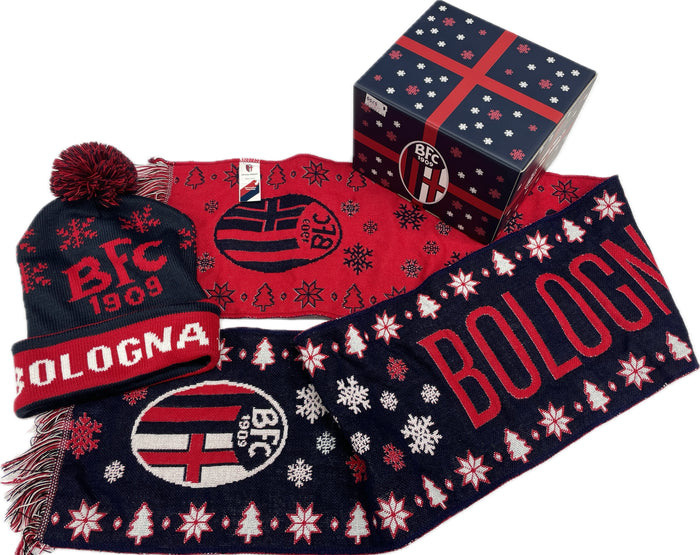 Sciarpa Natale + Cuffia Ufficiale Bologna FC1909 Natalizia box Regalo 24/25