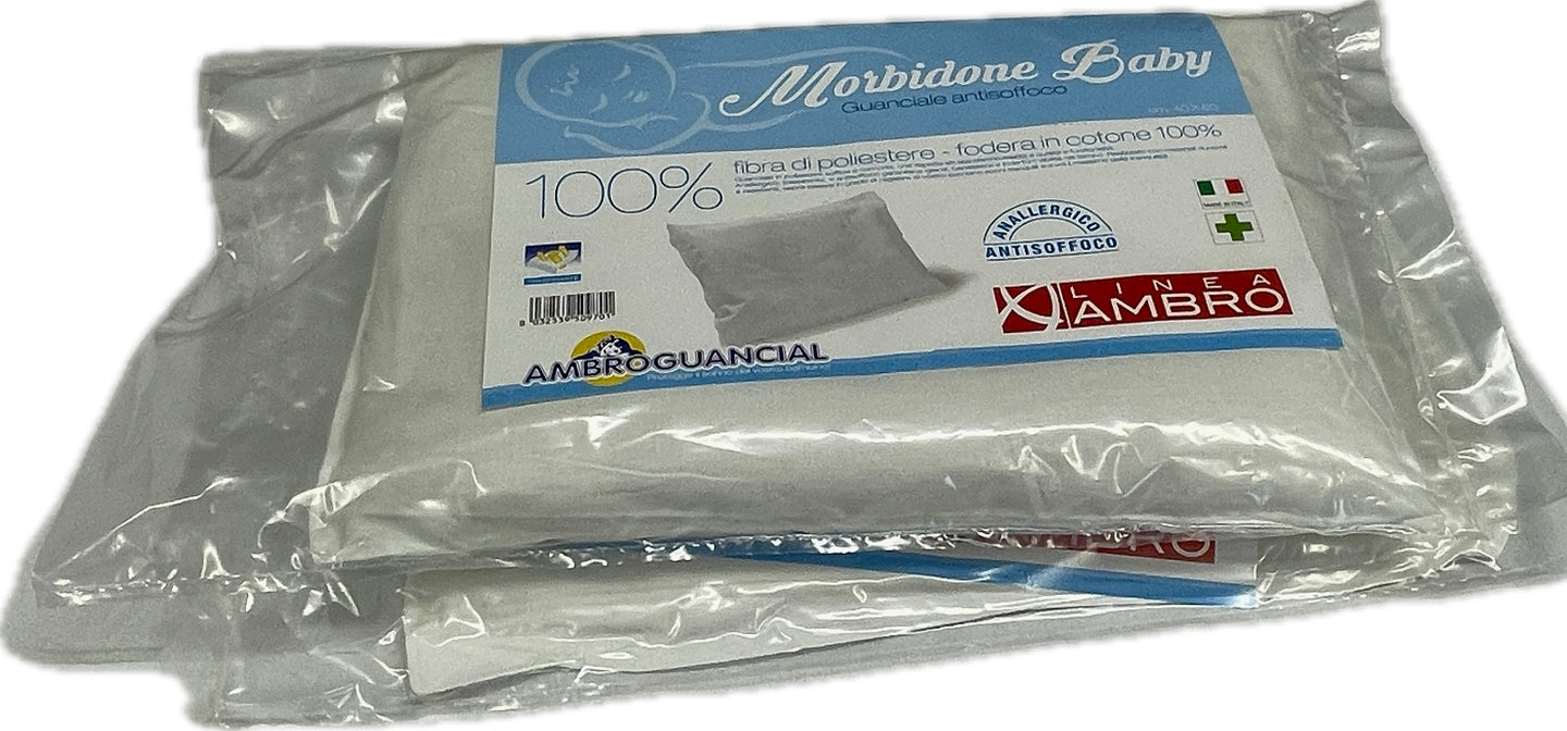 Guanciale lettino asilo 40x60 Biancaluna fodera 100% cotone antisoffoco