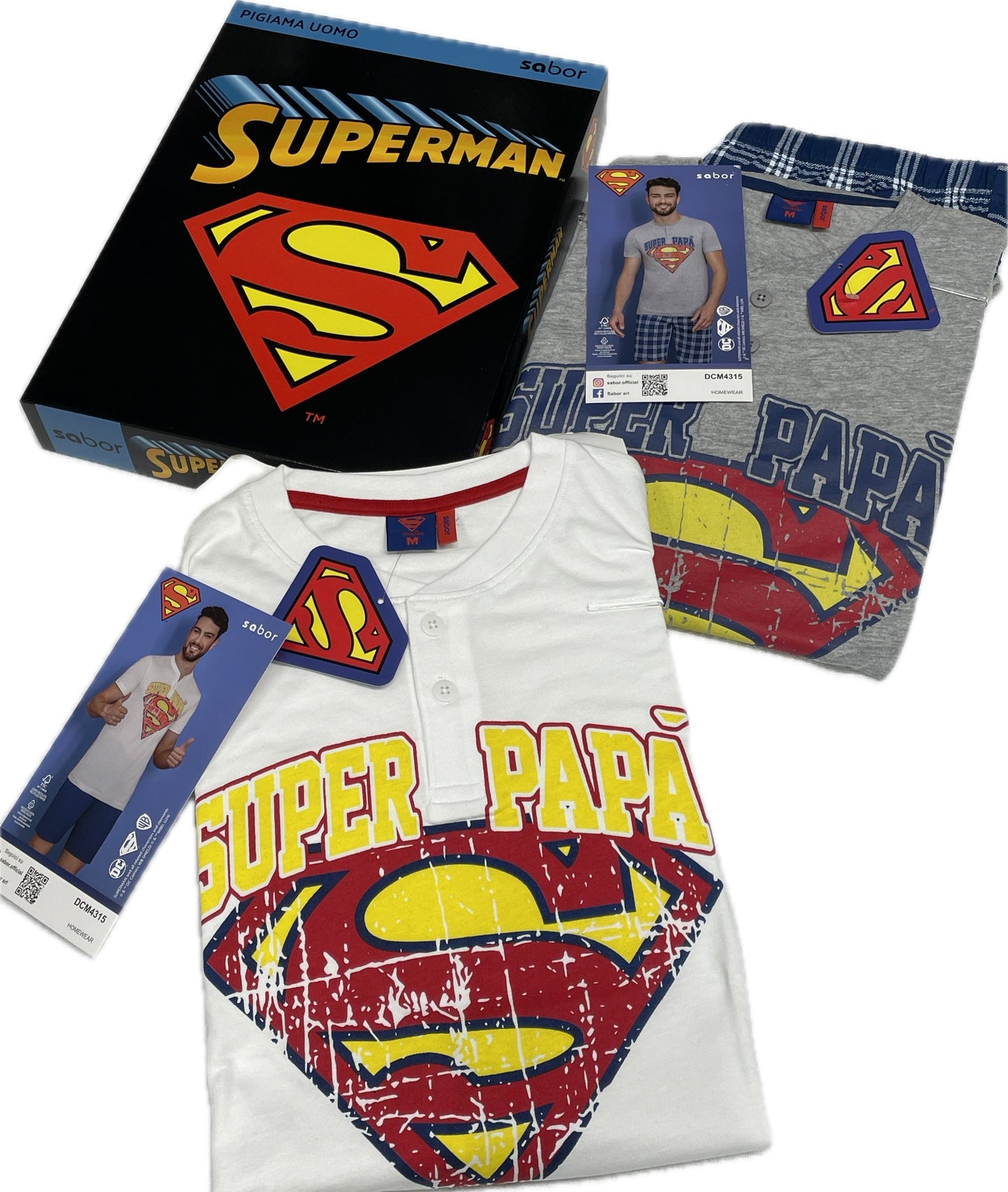 Sabor Pigiama Superman leggero 100% cotone Original corto Magazzinieuropa